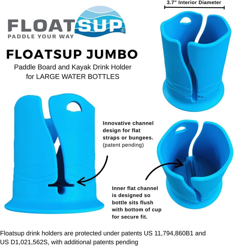 Floatsup حامل زجاجة ماء كبير لوح التجديف وكاياك ® جامبو (وردي نيون) - Image 2